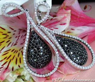 Beautiful Black & White Diamond Dangling Earrings