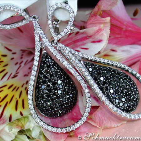 Beautiful Black & White Diamond Dangling Earrings