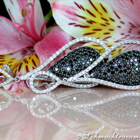 Beautiful Black & White Diamond Dangling Earrings