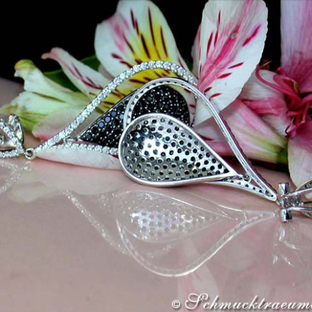 Beautiful Black & White Diamond Dangling Earrings