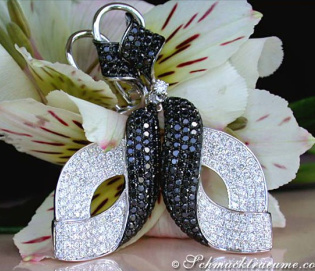 Magnificent Dangling Earrings with Black & White Diamonds
