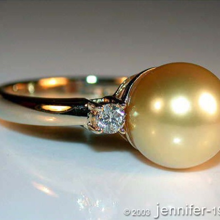 Precious Golden Southsea Pearl Ring with Diamonds