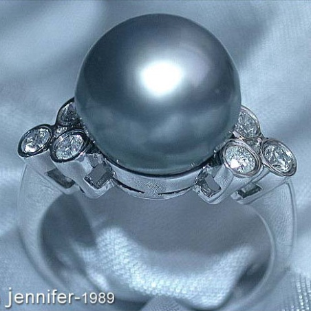 Tahitiperle Ring mit Brillanten