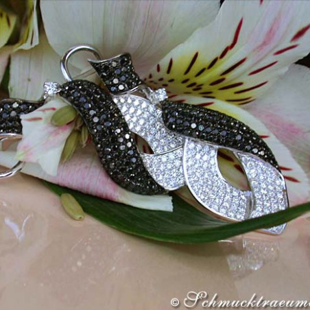Magnificent Dangling Earrings with Black & White Diamonds