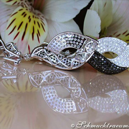 Magnificent Dangling Earrings with Black & White Diamonds