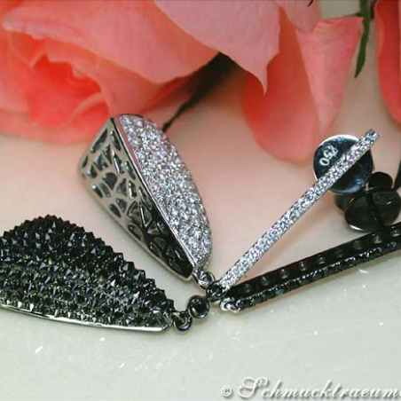 Impressive Black & White Diamond Dangling Earrings