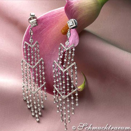 High-end Dangling Earrings with Diamonds (90 mm)