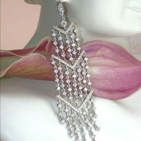 High-end Dangling Earrings with Diamonds (90 mm)