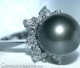 Tahitian Pearl Diamond "Star Design" Ring