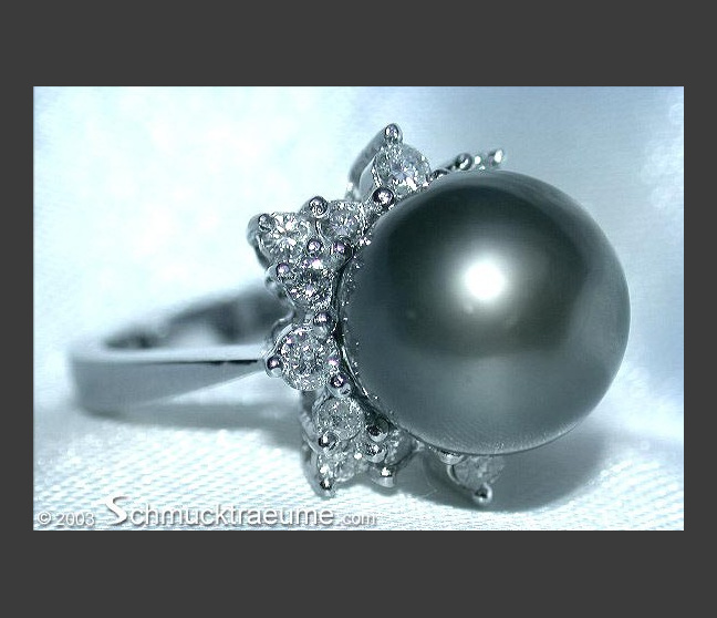 Tahitian Pearl Diamond "Star Design" Ring Tahitian Pearl Diamond "Star Design" Ring