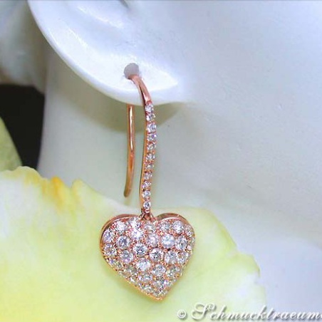 Delicate Diamond Heart Earrings