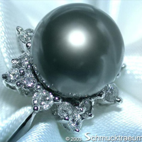 Tahitiperle Ring mit Brillanten