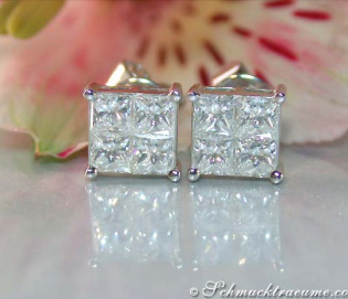 Finest Princess Diamond Stud Earrings (1,22 ct.)