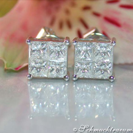 Finest Princess Diamond Stud Earrings (1,22 ct.)
