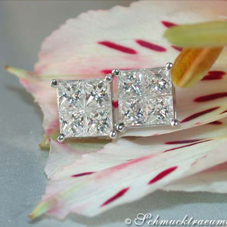 Finest Princess Diamond Stud Earrings (1,22 ct.)