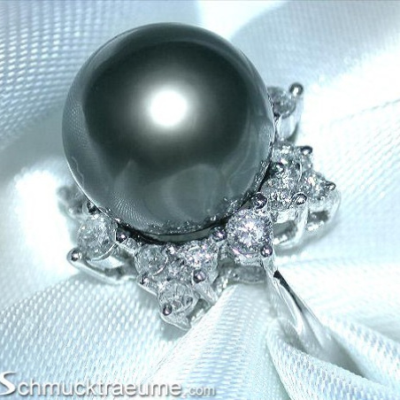 Tahitiperle Ring mit Brillanten