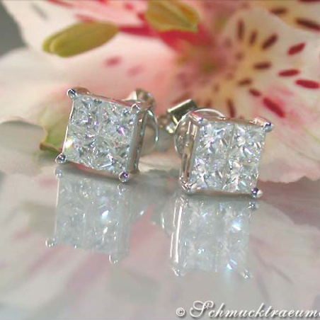 Finest Princess Diamond Stud Earrings (1,22 ct.)