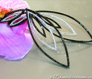 Extra long Dangling Earrings with Black Diamonds (78 mm)