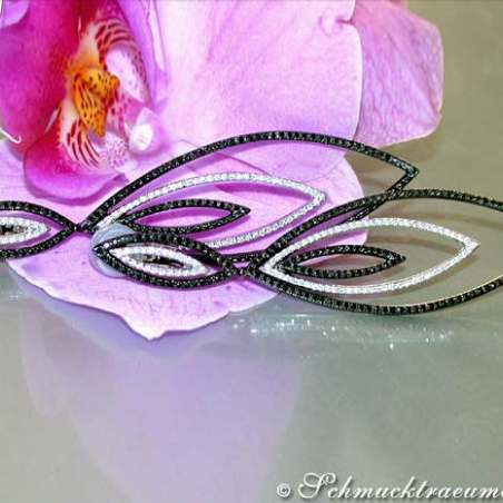 Extra long Dangling Earrings with Black Diamonds (78 mm)