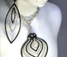 Extra long Dangling Earrings with Black Diamonds (78 mm)