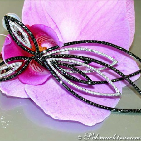 Extra long Dangling Earrings with Black Diamonds (78 mm)