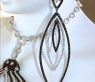 Extra long Dangling Earrings with Black Diamonds (78 mm)
