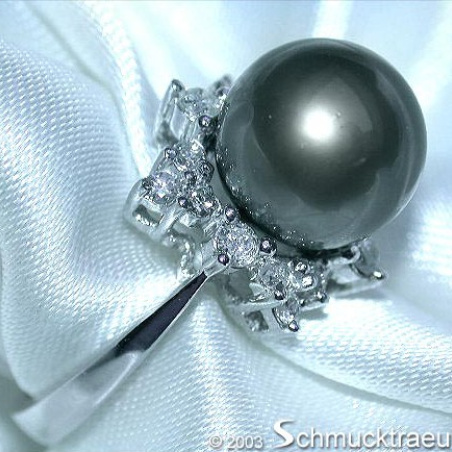 Tahitiperle Ring mit Brillanten
