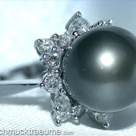 Tahitiperle Ring mit Brillanten