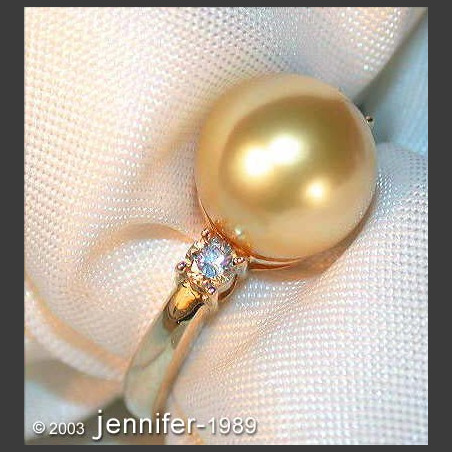 Precious Golden Southsea Pearl Ring with Diamonds