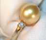 Precious Golden Southsea Pearl Ring with Diamonds
