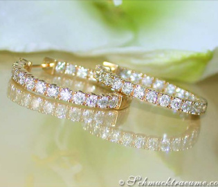 Classic Diamond Hoops in Yellow gold 14k