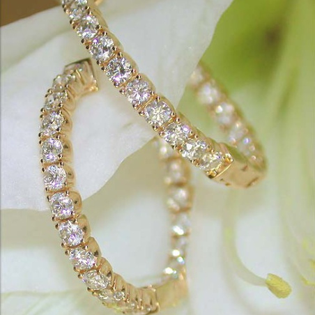 Classic Diamond Hoops in Yellow gold 14k