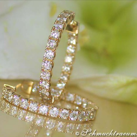 Classic Diamond Hoops in Yellow gold 14k