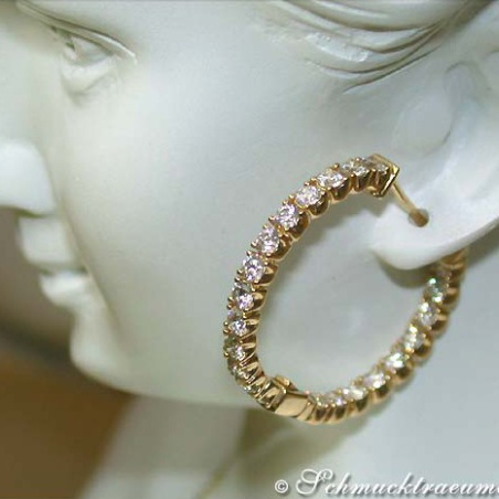 Classic Diamond Hoops in Yellow gold 14k