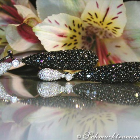 Voluminous Dangling Earrings with Black & White Diamonds