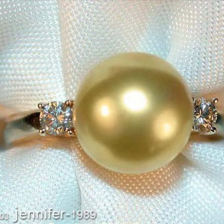 Precious Golden Southsea Pearl Ring with Diamonds