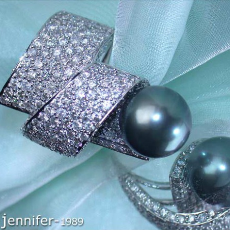 Tahitiperle Ring mit Brillanten