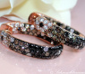 Stately Hoop Earrings with Black, Brown & White Diamonds