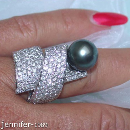 Tahitiperle Ring mit Brillanten