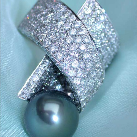 Tahitiperle Ring mit Brillanten