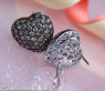 Feminine Heart Earrings with Brown Diamonds