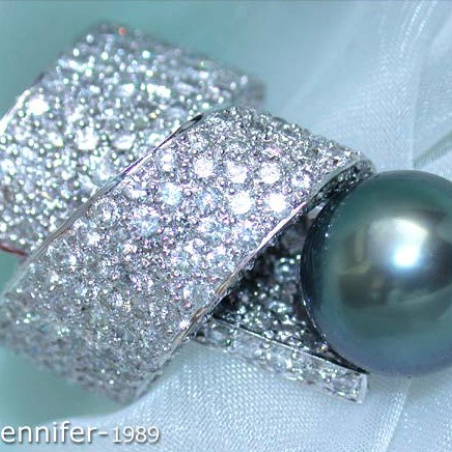 Tahitiperle Ring mit Brillanten
