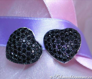 Feminine Black Diamond Heart Earrings