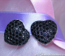 Feminine Black Diamond Heart Earrings