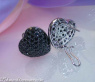 Feminine Black Diamond Heart Earrings