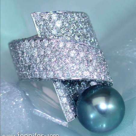 Tahitiperle Ring mit Brillanten