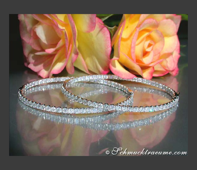 Exquisite Diamond Hoop Earrings in White gold 18k (Ø 54 mm) Exquisite Diamond Hoop Earrings in White gold 18k (Ø 54 mm)