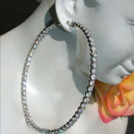 Exquisite Diamond Hoop Earrings in White gold 18k (Ø 54 mm)