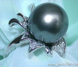 Feminine Tahitian Pearl Diamond Blossom Ring