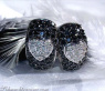 Heart Earrings with Black & White Diamonds